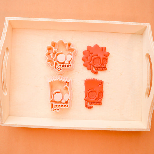 Bart and lisa simpson skull polymer clay cutter