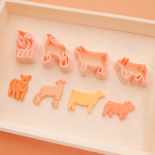 Lamb, Pig, Heifer, Steer Polymer Clay Cutters