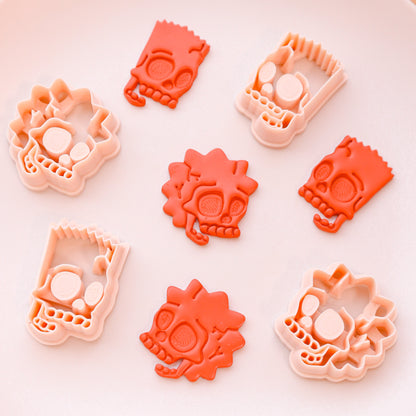 Bart and lisa simpson skull polymer clay cutter