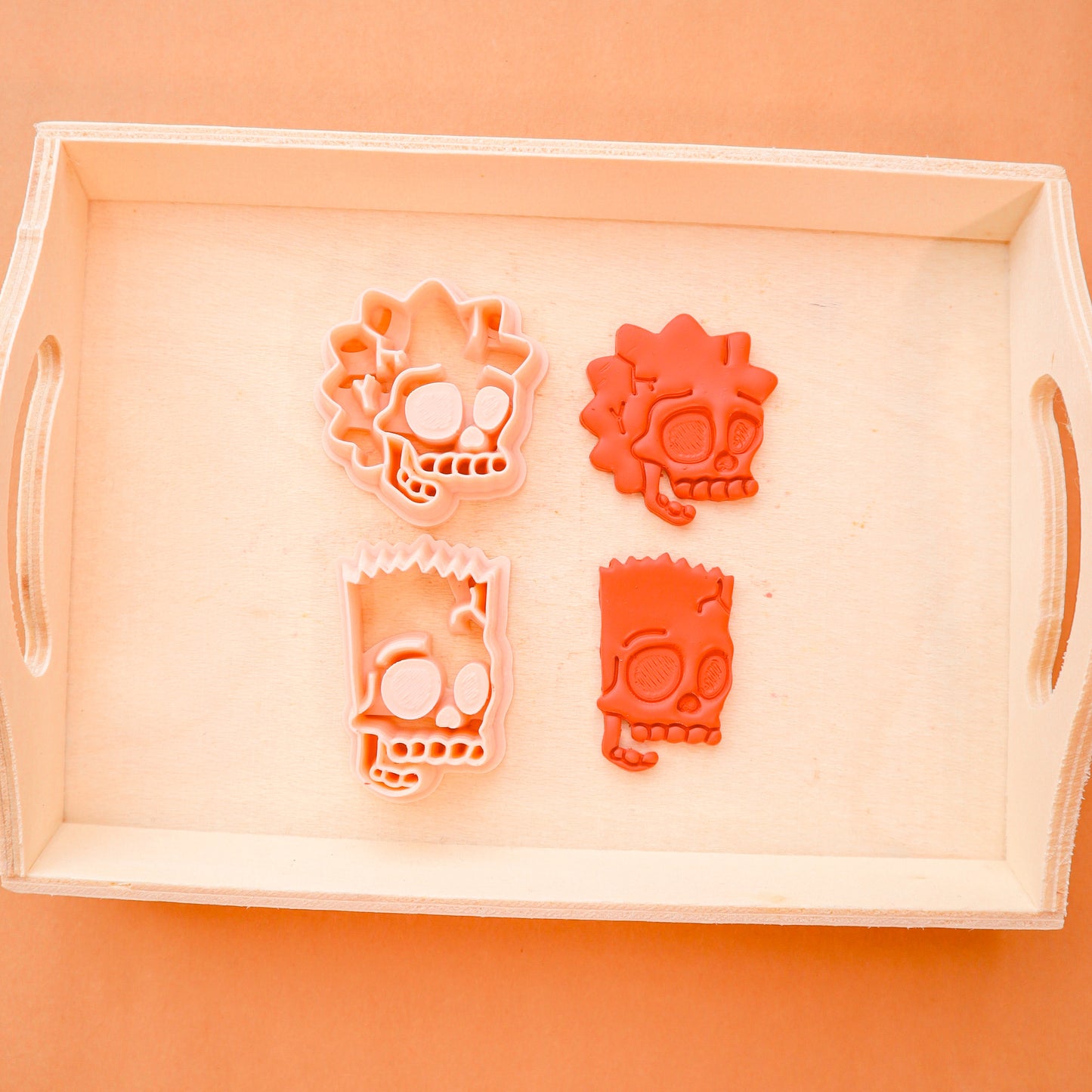 Bart and lisa simpson skull polymer clay cutter