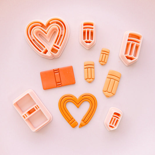 Heart, Pencil, Book clay cutter, school pack clay cutter