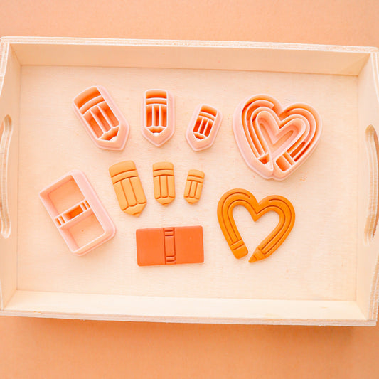 Heart, Pencil, Book clay cutter, school pack clay cutter