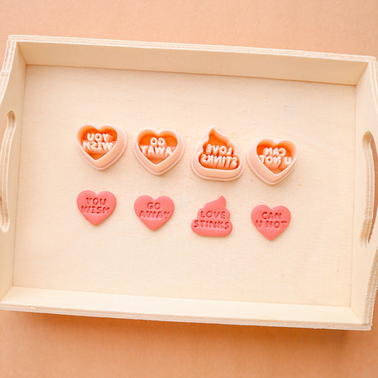 Anti Valentine's Day Clay Cutters, Candy Heart Cutter