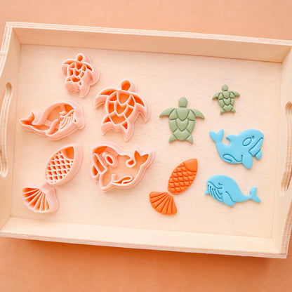 Sea Animal Clay Cutter Set: Whale, Turtle, Fish