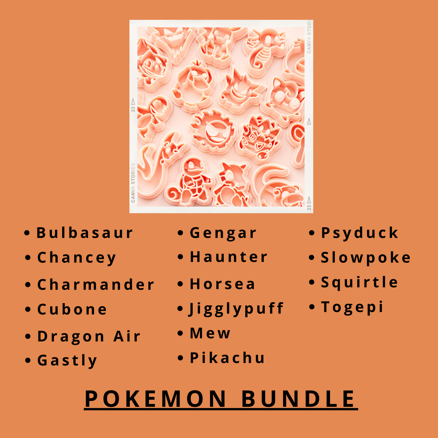 Pokemon polymer clay cutters