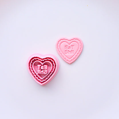 Valentine's polymer clay cutters in collaboration Eviltwin Clay Co